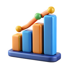 Poster - Colorful 3d rendered illustration of a financial growth chart with increasing progress bar elements.