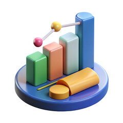 Poster - Colorful 3d rendered illustration of financial data and trends depicting upward growth and business analysis.