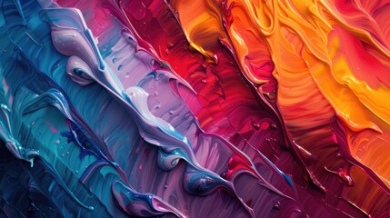 Poster - 3D abstract mesh fabric with pink and blue waves. Textured and fluid design. Background image of red and blue gradient color with flowing fabric pattern background. Liquid texture design. AIG51.