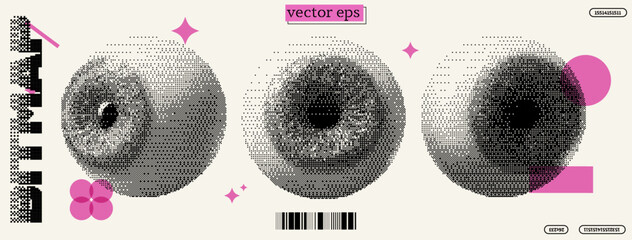 Poster - This artwork showcases a striking blend of bitmap textures and y2k influences, integrating dadaism with a playful color palette.