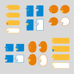 Fototapete - collection set of cute doodle minimal hand draw speech bubble balloon with facial expression, text b