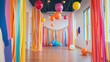 © Anum - Colorful gallery space with ribbons and balloons