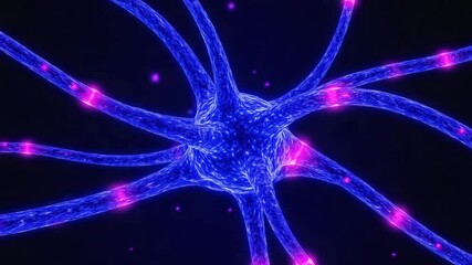 Poster - Futuristic Abstract Visualization of Electric Impulses and Glowing Synapse Network Concept