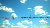 Fence and barbed wire against the sky 