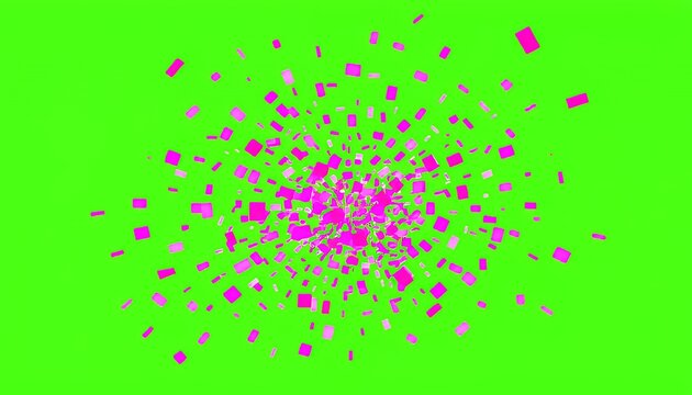 Dynamic Pink Confetti Explosion Isolated on Green Screen Background for Visual Effects Element