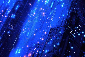 Poster - Abstract futuristic circuit board with glowing details