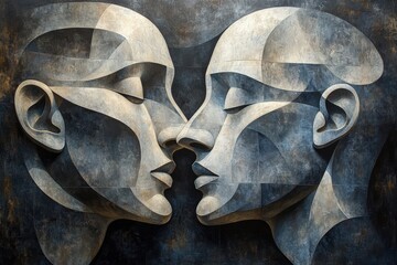 Poster - Merging Geometric Forms Create a Harmonious Representation of Body and Mind in an Abstract Landscape