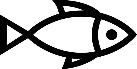 Aufkleber - Simple black and white line drawing of a fish. Vector illustration