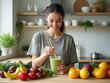 © K1drock - A young Middle Eastern woman in a modern kitchen preparing a healthy smoothie