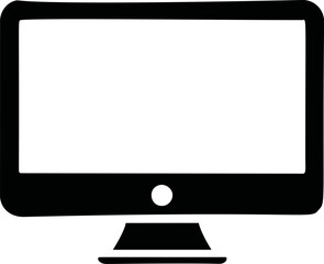 Fototapete - Black silhouette of a computer monitor with blank screen, minimalist icon design. Vector illustration