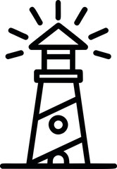 Fototapete - Minimalist black and white lighthouse icon with radiating beams. Vector illustration