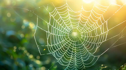 Delicate Dew-Kissed Spiderweb