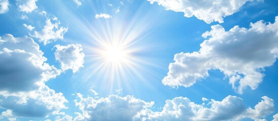 sunny sky with puffy clouds