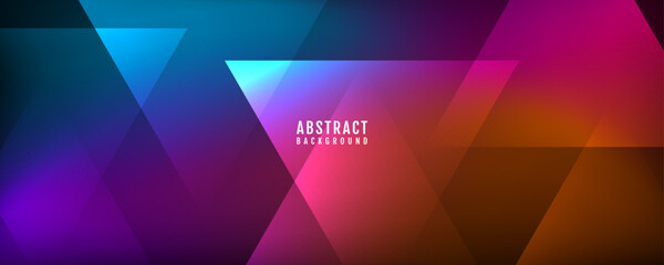 Poster - 3d colorful abstract background overlap layer on dark space with triangles shape effect decoration. 