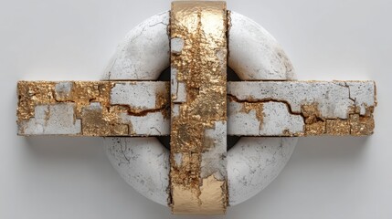 Poster - Elegant white and gold object emphasizing the beauty of design and the concept of tactical imperfection in art