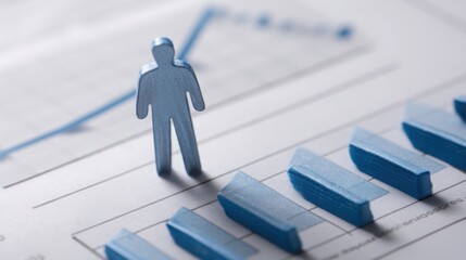 Poster - Individual standing on a financial chart representing senior clarity in numbers amidst a business environment