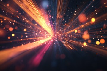 Poster - Abstract burst of light streaks and particles