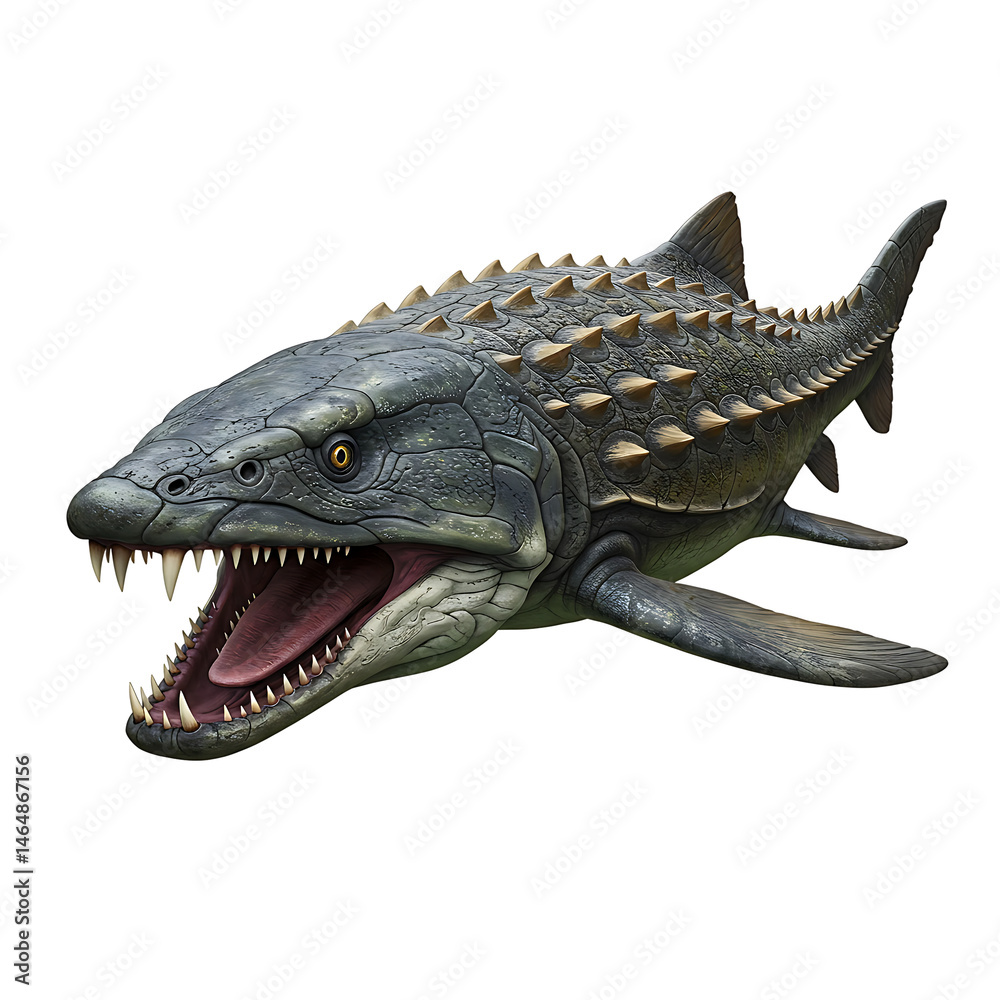 Prehistoric Armored Fish Dunkleosteus with Open Jaws on Transparent ...