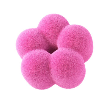 Violet abstract fluffy flower. 3d design element isolated on white background.