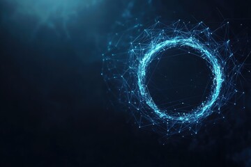 Poster - Abstract digital circle.  A glowing, interconnected network of lines and points forms a circular frame