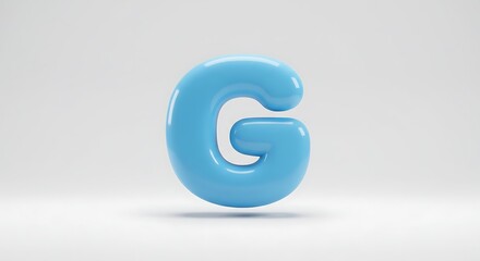 Leinwandbilder - Letter G Blue Glossy Font Isolated on White Background