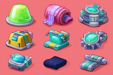 Poster - Various colorful and unique gadgets displayed on a bright pink background for a digital art showcase