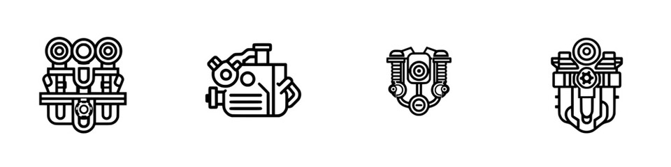 Poster - Vector illustration of various engine designs showcasing mechanical details of automotive components