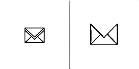 Poster - Vector illustration of two distinct envelope icons showcasing variations in design and shape for digital communication themes