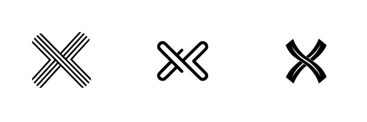 Poster - Vector illustration of three unique icons showcasing different line styles in minimalistic design for digital applications