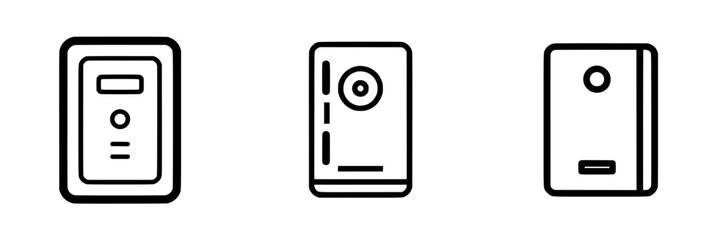 Poster - Vector illustration icons representing different types of electronic devices used for communication and storage in modern technology