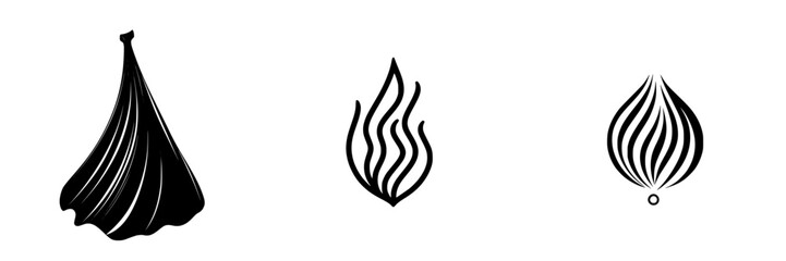 Poster - Vector illustration of three unique organic shapes symbolizing nature, movement, and creativity in a minimalist style