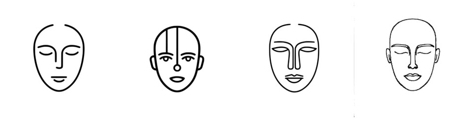Poster - Vector illustration icons of diverse facial expressions and designs showcasing simplicity and creativity
