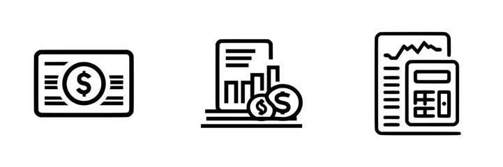 Poster - Vector illustration of financial elements including currency, accounting, and graph symbols used in economic analysis