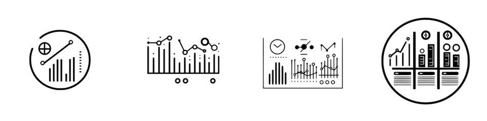 Poster - Vector illustration icons depicting data visualization elements for analytical reports and presentations