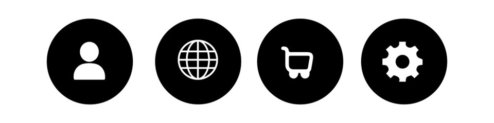 Web icon set on black and white buttons