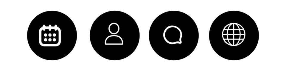 web icon set on black and white buttons
