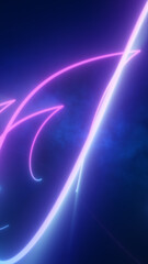 Aufkleber - neon pink and cyan lines forming abstract curves over a glowing blue and purple background