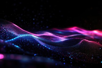 Poster - Abstract digital wave of glowing particles