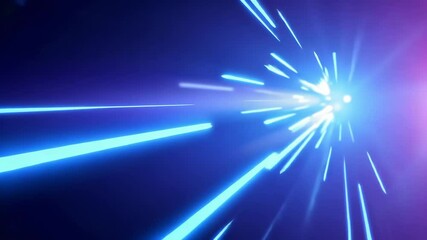 Poster - Abstract Light Burst with Radiant Blue Lines and Energy Flowing in Space