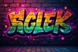 © Phascharaporn - Bold neon graffiti art, brick background, vibrant colors , street, element