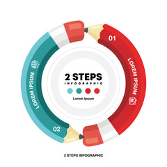 Poster - Modern business infographic template vector illustration pencil features an abstract design with circle elements 2 option. vector eps