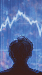 Aufkleber - back view of person observing a blurred stock market graph, showcasing analysis, investment, and fin