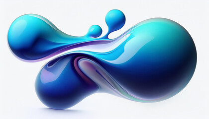Leinwandbilder - Abstract fluid gradient shape with blue and turquoise color scheme. Modern design element for backgrounds, posters, banners, and presentations.