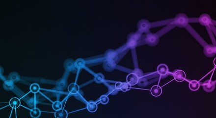 Poster - Abstract network of connected dots with blue and purple gradient on dark background.