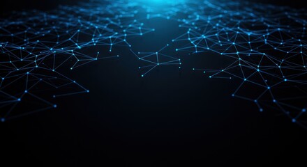 Poster - Abstract network background with glowing nodes and connections in blue tones.