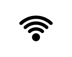 Fototapete - A simple black and white wifi icon with curved lines radiating from a central circular shape