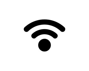 Fototapete - A simple black and white illustration of a wifi symbol on a dark background with curved lines and a circle