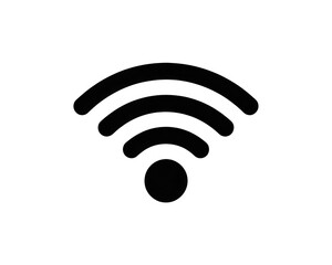 Fototapete - A simple black and white wifi icon with three curved lines and a circle at the bottom center of image