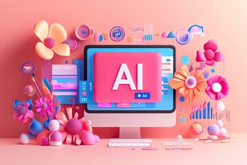 Fototapete - AI-powered design workspace