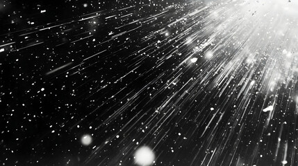 Poster - Monochromatic burst of celestial light streaks across a dark canvas